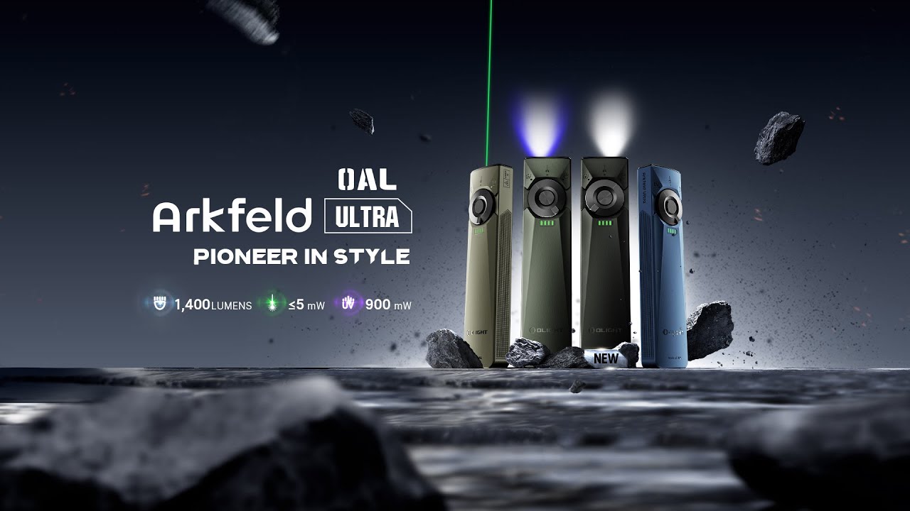 Olight Arkfeld Ultra 3-in-1 EDC Flashlight: 1400 Lumens, UV, Green Laser